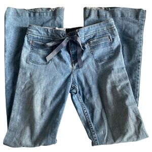 Y2K Juicy Couture Low Rise Flare Jeans Ribbon Tie Made in USA